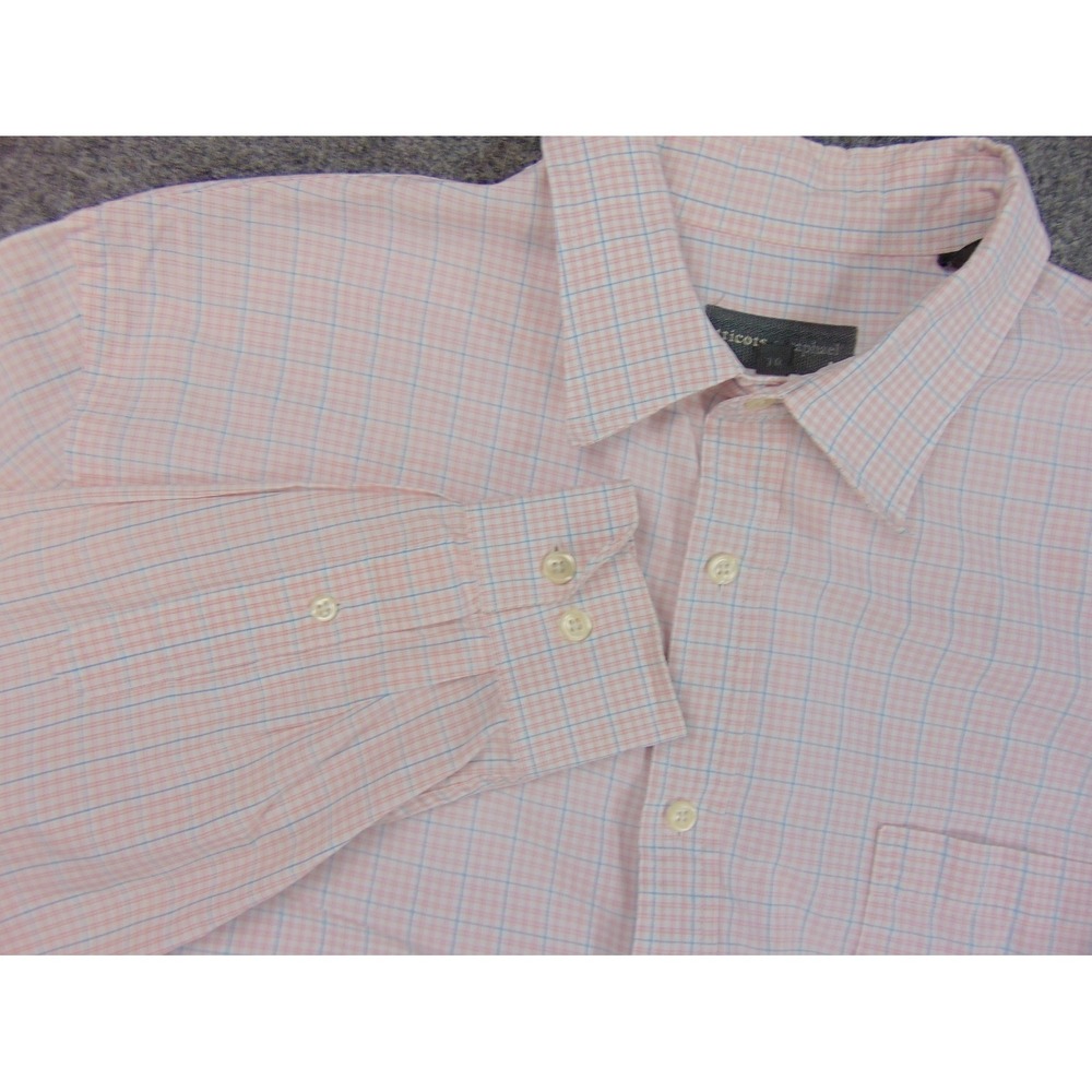 Tricots St Raphael Shirt Men XL Button Down Pink Plaid Long Sleeve Preppy Office